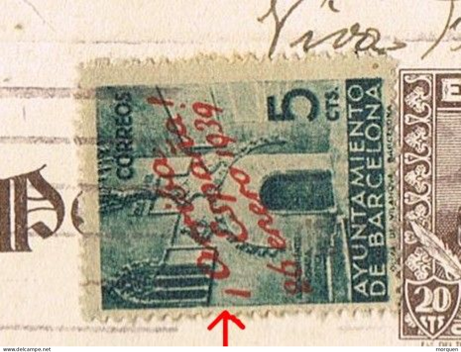 54833. Entero Postal GAVA (Barcelona) 1939. Guerra Civil, CENSURA MILITAR, Sello Recargo Barcelona  22e - 1931-....