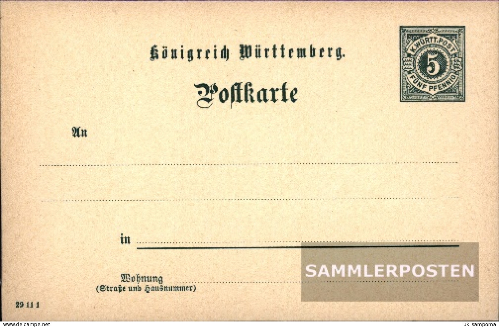 Württemberg P37 Official Postcard Used 1893 Paragraph - Other & Unclassified