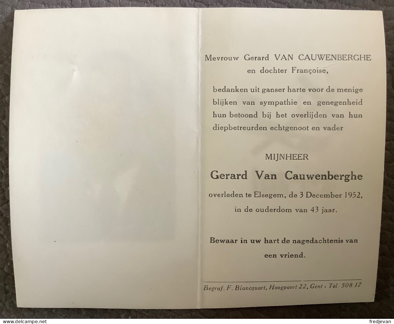Gerard Van Cauwenberghe - Elsegem - 1909 / 1952 - Devotion Images