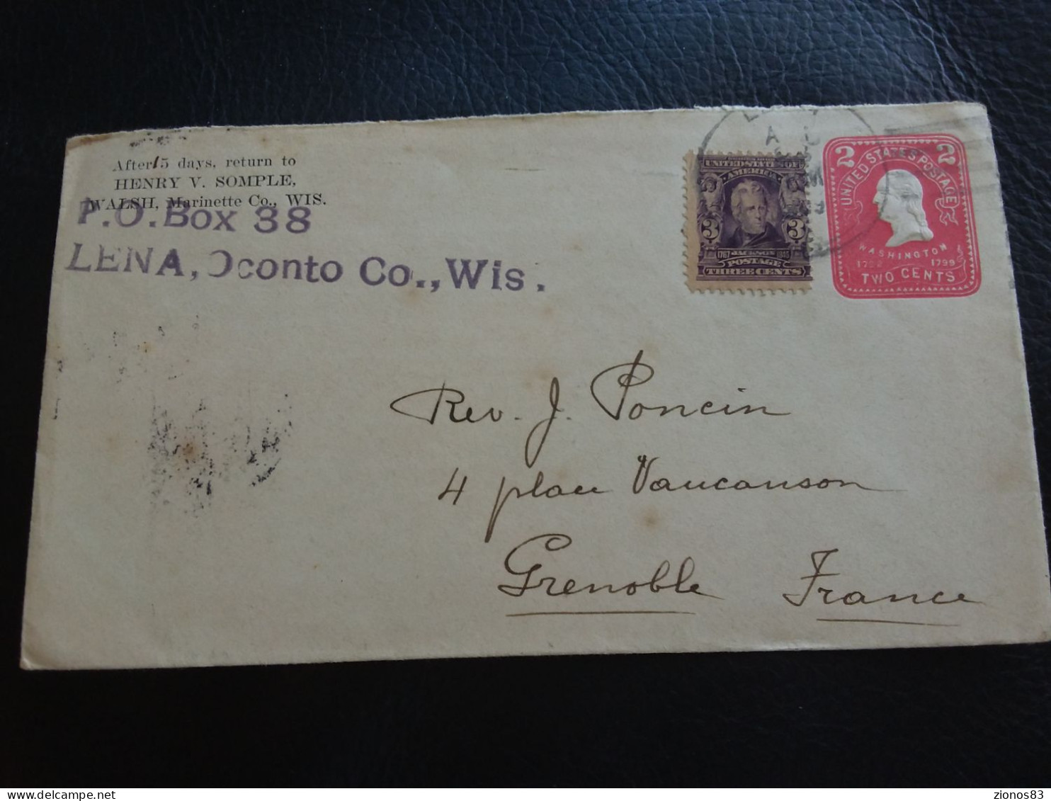 Lettre Sans Correspondance 3 C Jackson Et Entier Washington " Destination Revue Chant Grégorien Grenoble " - Cartas & Documentos