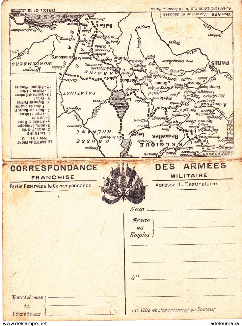 1 CARTE CORRESPONDANCE DES ARMEES 1914/1918  - RECTO - VERSO - War 1914-18
