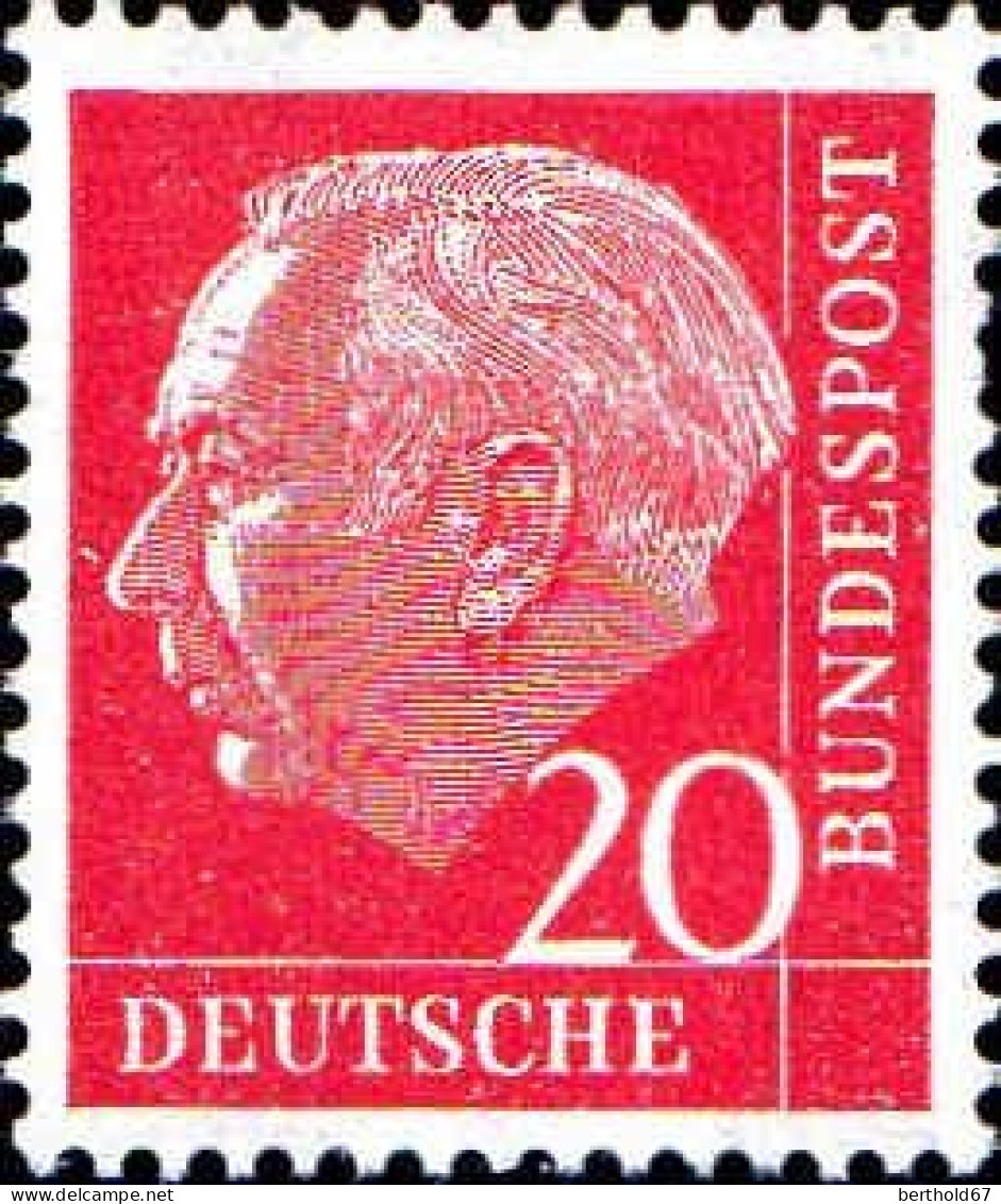 RFA Poste N** Yv:  69 Mi:185 Theodor Heuss (Dent(s) 1 Peu Courte) - Unused Stamps