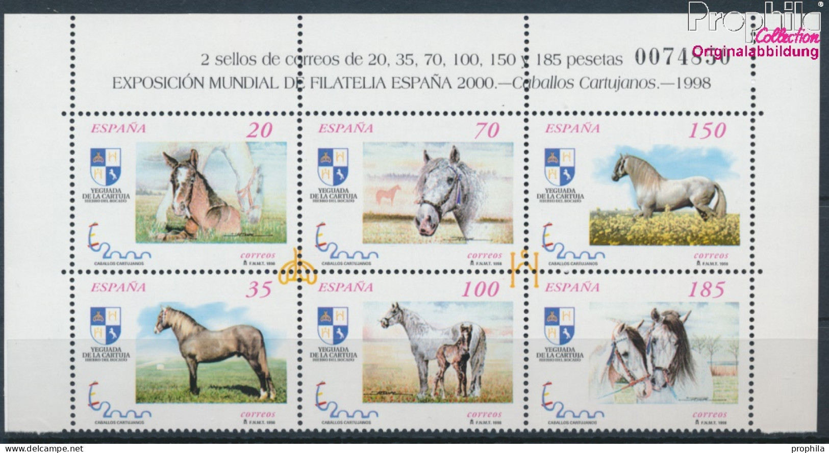 Spanien 3443-3448 Sechserblock (kompl.Ausg.) Postfrisch 1998 Briefmarkenausstellung (10368438 - Ungebraucht