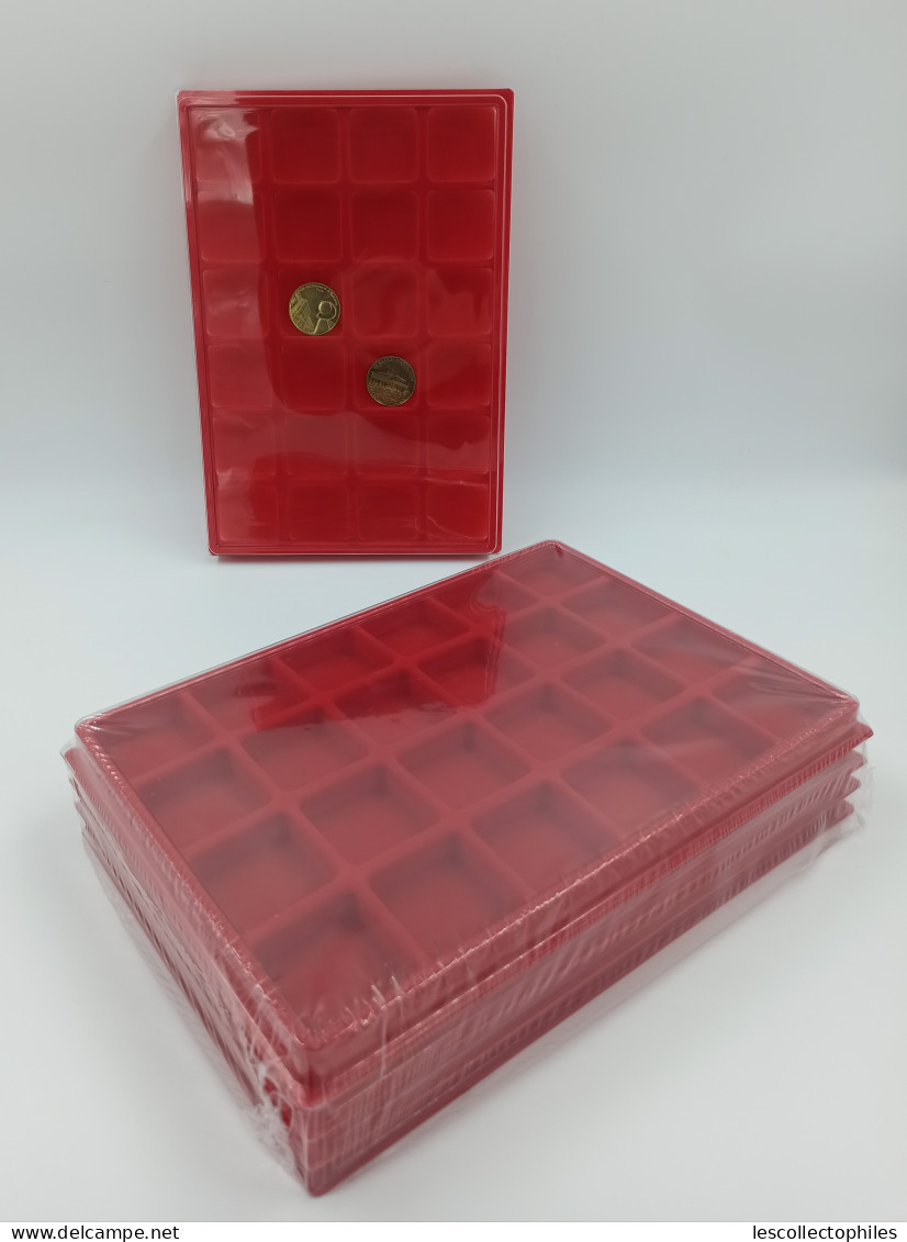 LOT 10 BOX - COLLECTEURS - PLATEAUX VELOURS AVEC COUVERCLE - 24 CASES POUR PIECES GRAND FORMAT - Materiale