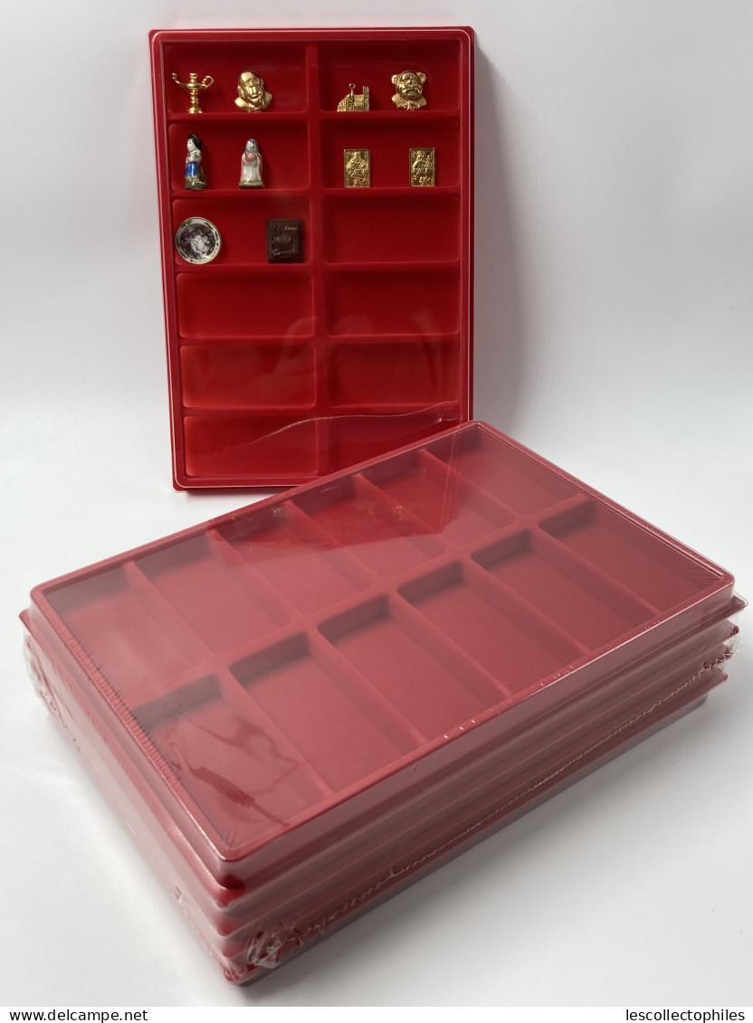 LOT 50 BOX - COLLECTEURS - PLATEAUX VELOURS AVEC COUVERCLE - 12 CASES POUR DIVERS - FEVES - MINERAUX - LEGO ETC. - Sonstige & Ohne Zuordnung