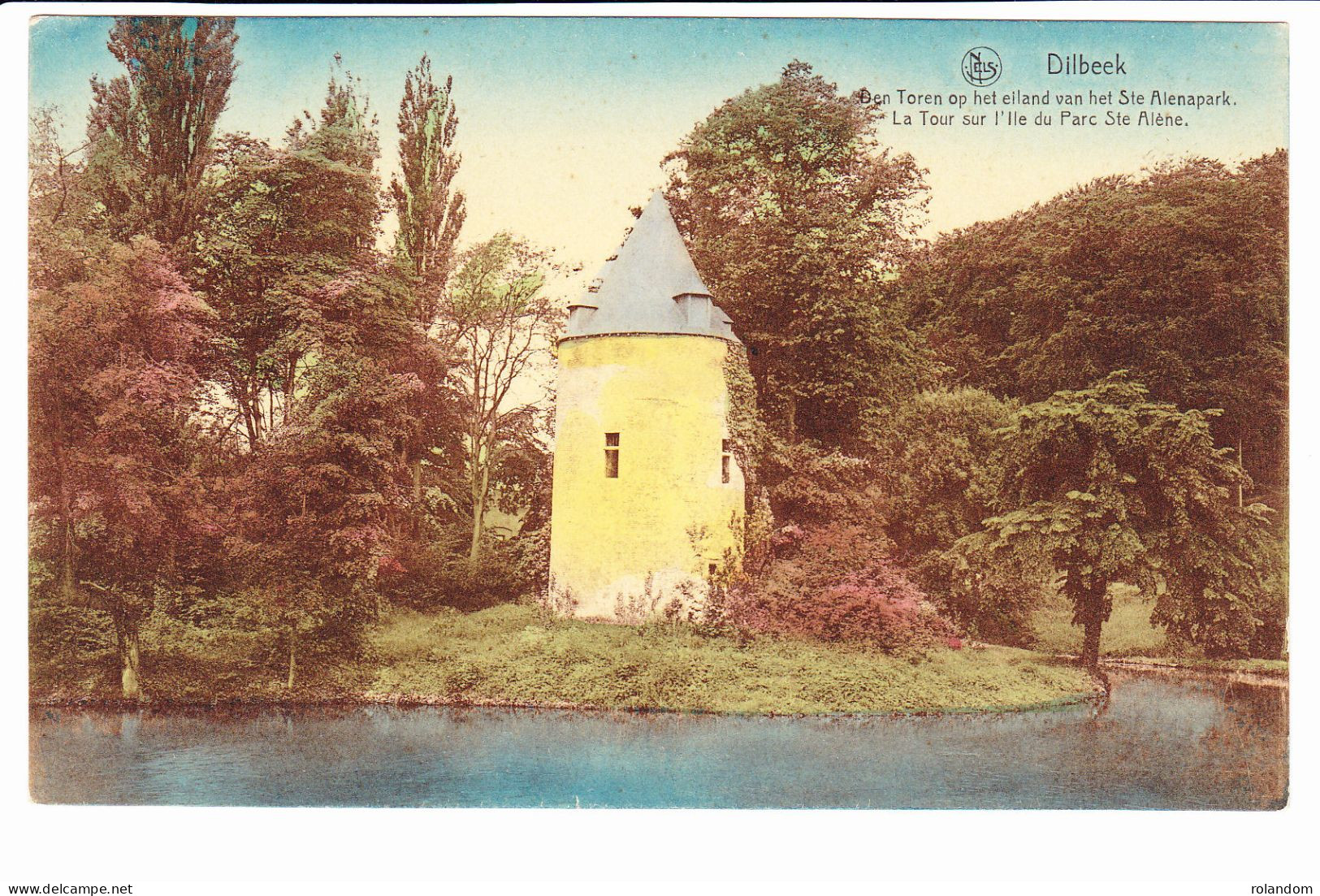 Dilbeek CPA La Tour Sur L'île Du Parc Ste Alène Toren Op Het Eiland Van Het Sint Alenapark Non Circulée Colorisée - Dilbeek