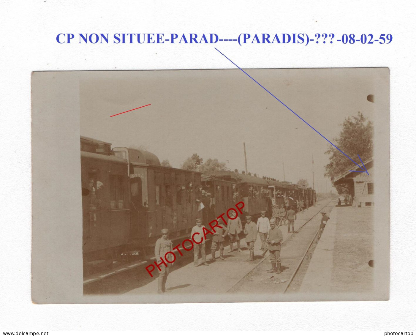 GARE-TRAIN-PARADIS-??-02-08-59-CP NON SITUEE-CARTE PHOTO Allemande-GUERRE 14-18-1 WK-MILITARIA-France - Stations - Met Treinen