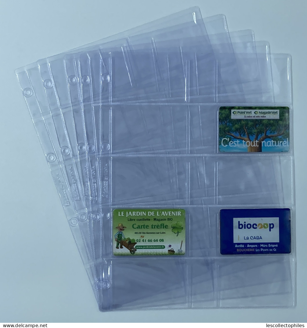 LOT 10 FEUILLES TRANSPARENTES (FORMAT A4) POUR TELECARTES / 10 CASES RECTO HORIZONTALES - Material