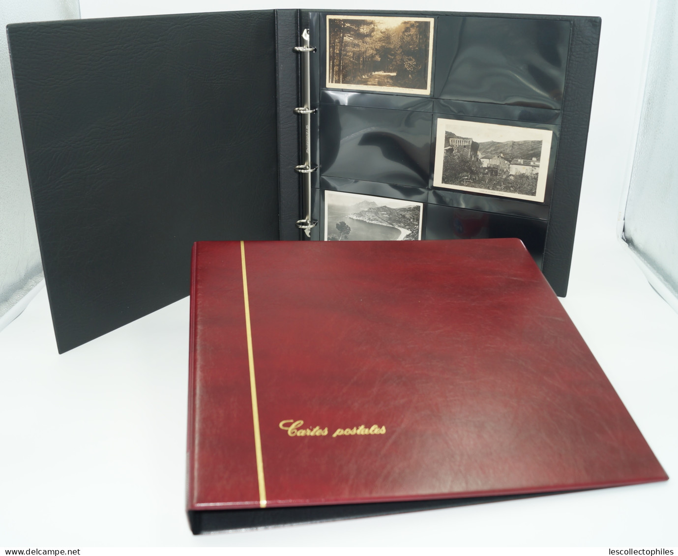 CLASSEUR ALBUM SAFE BORDEAUX + 25 FEUILLES FOND NOIR POUR 300 CARTES POSTALES ANCIENNES OU MODERNE - 12 CASES - Non Classificati