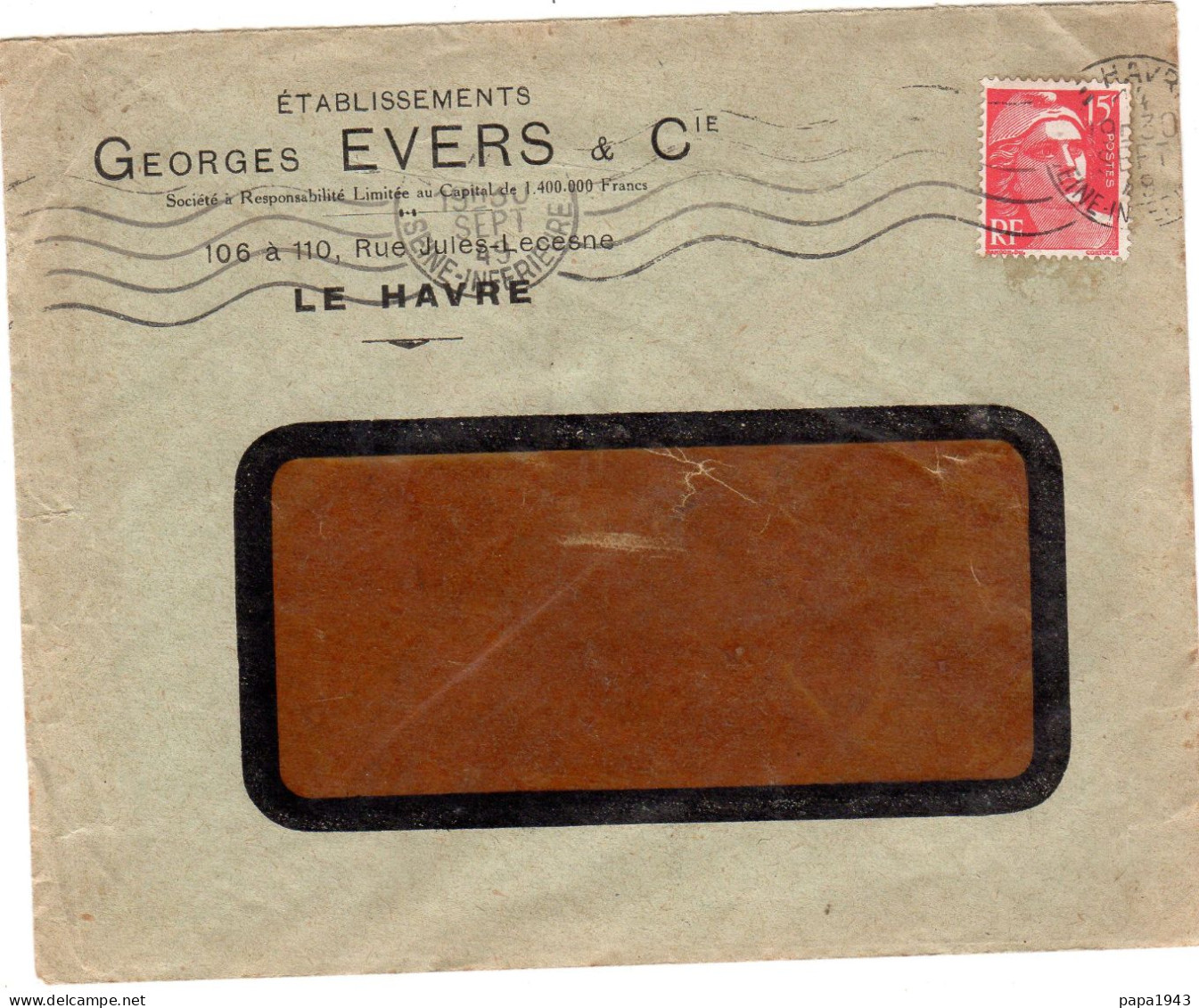 1949  CAD LE HAVRE " Georges EVERS & Cie "  10 Rue Lecesne - Briefe U. Dokumente