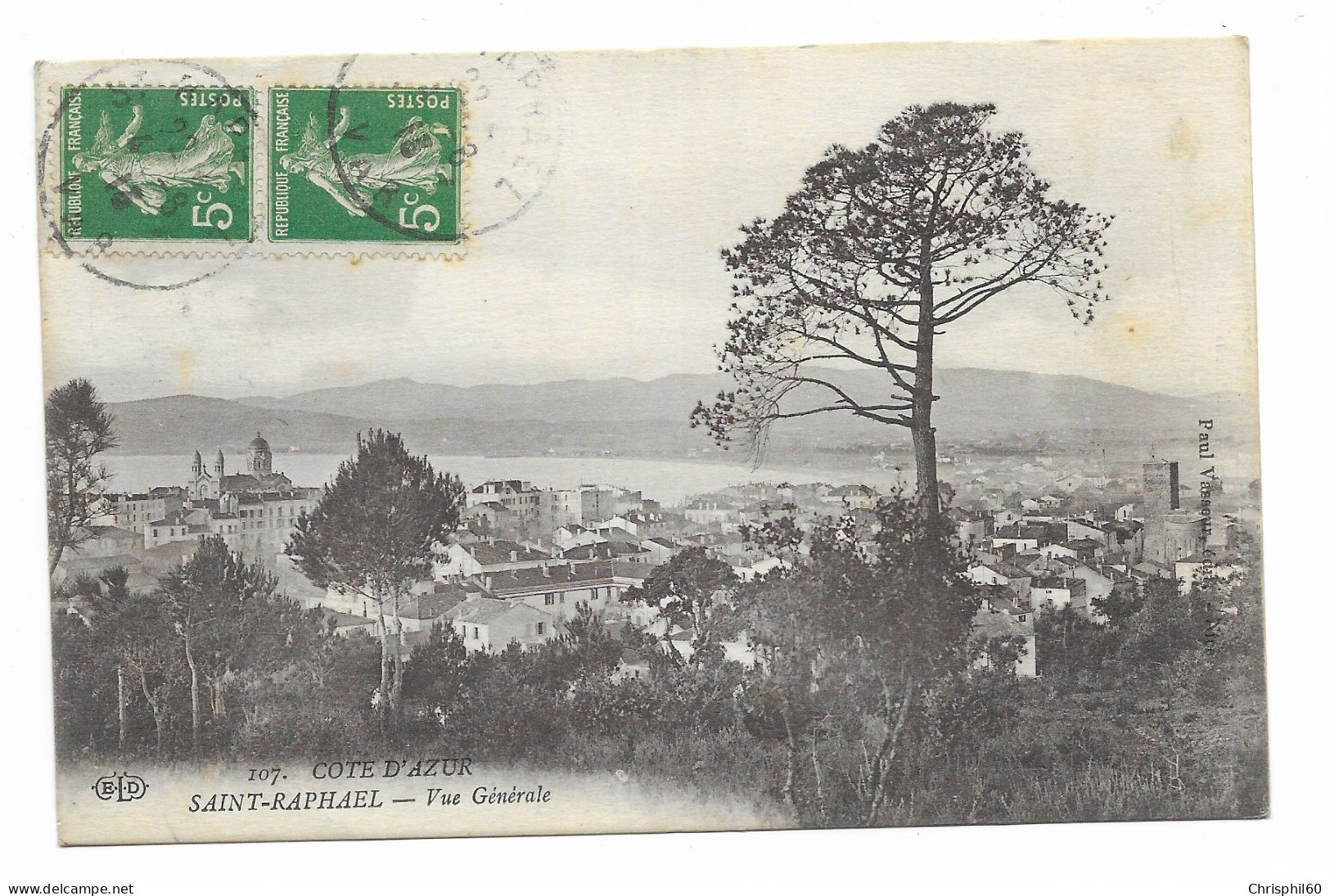 CPA Circulée En 1913 - SAINT-RAPHAEL - Vue Générale - Edit. Paul Vasseur - N° 107 - - Saint-Raphaël