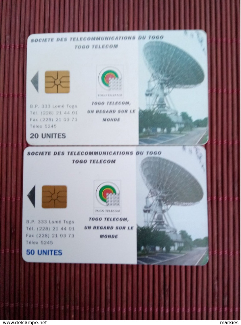 2 Phonecards Togo 20 Units +50 Units Used  Rare - Togo