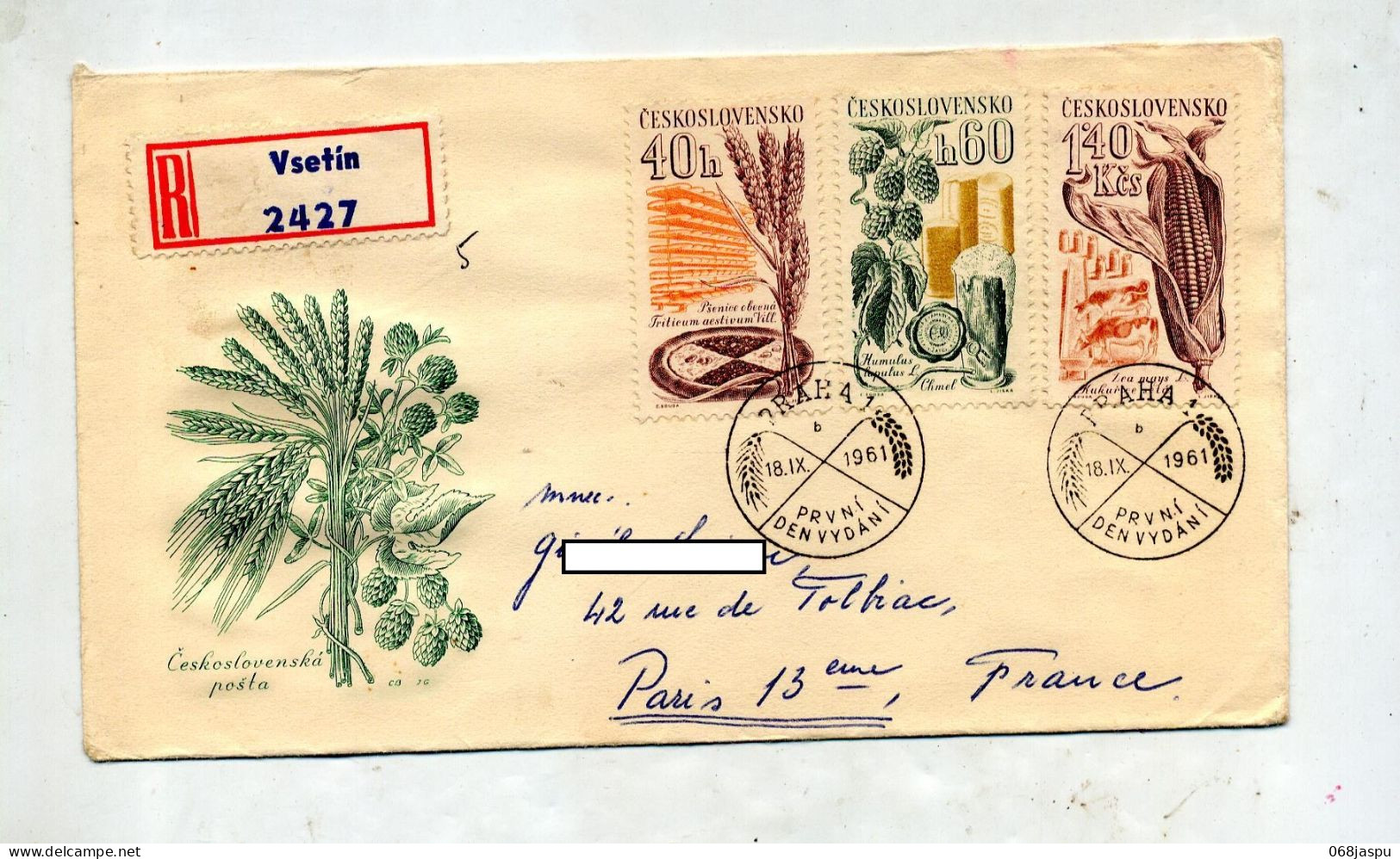 Lettre Recommandée Vsetin Sur Agriculture - Lettres & Documents