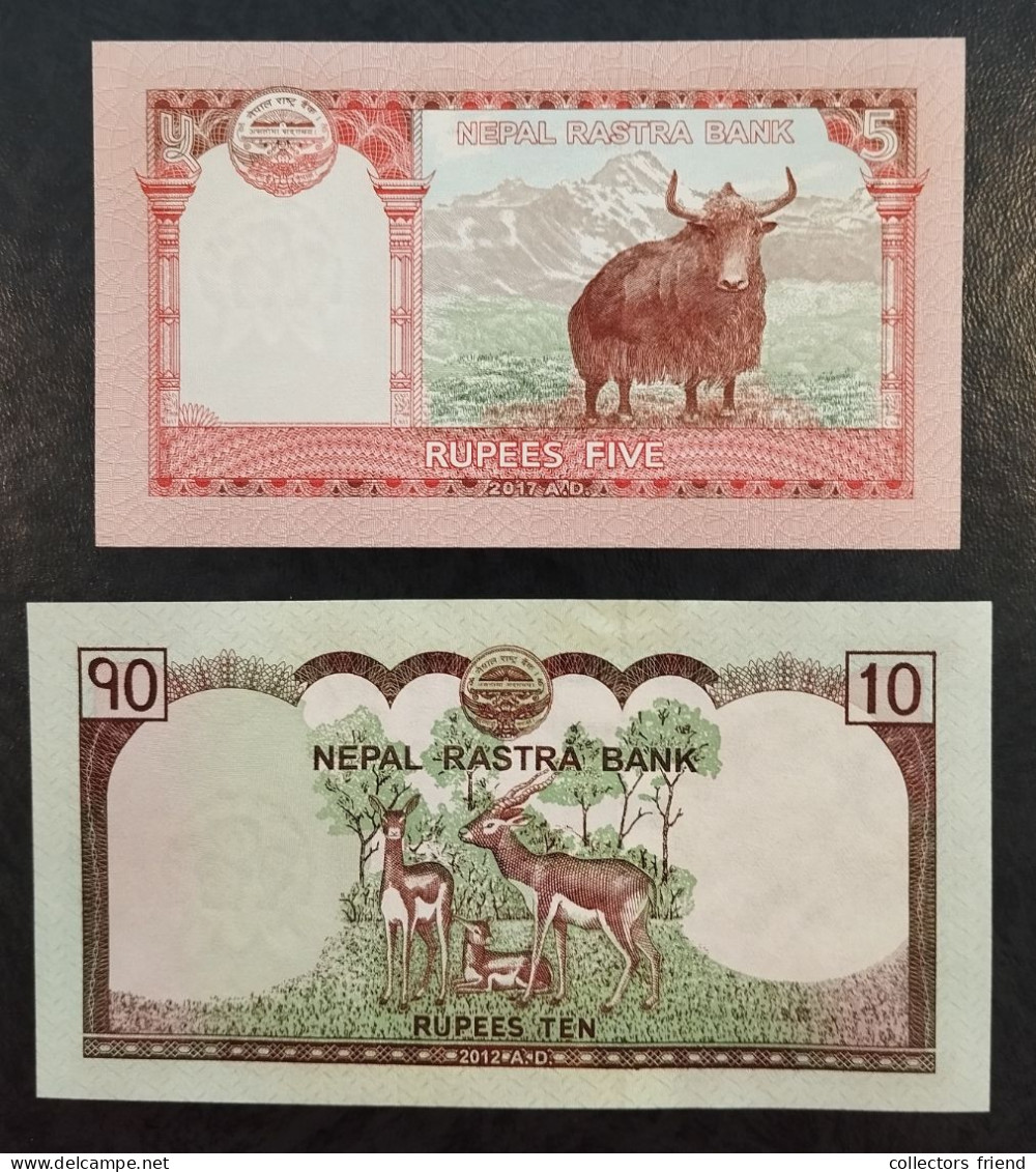 NEPAL- 2016/18 - 5 + 10 RUPEES - P 76 + P 70 - UNC - Nepal