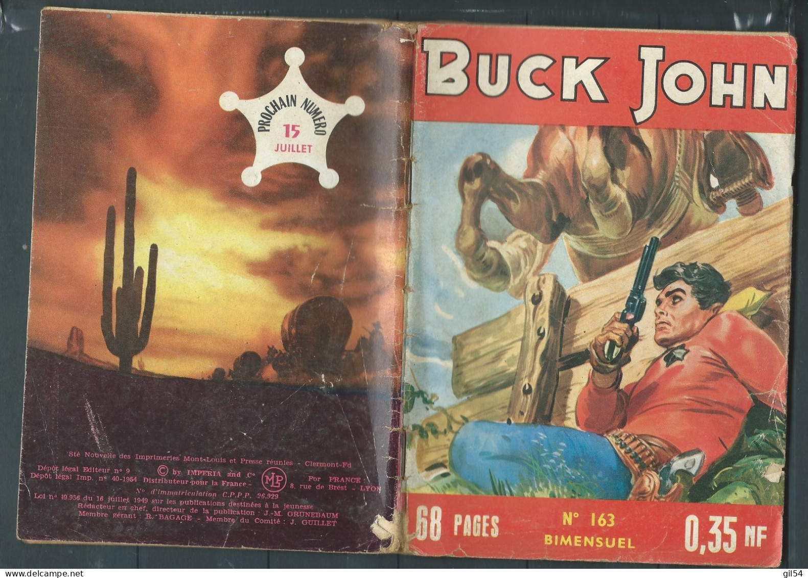 Bd " Buck John   " Bimensuel N° 163 "  Et  L'hermite "      , DL  N° 40  1954 - BE-   BUC 0402 - Small Size