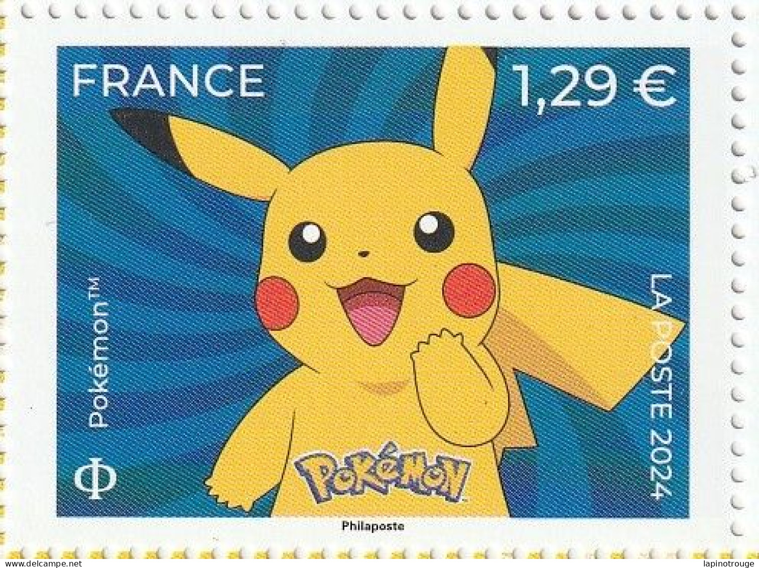 Timbre BD Pokémon La Poste 2024 (Pikachu Tajiri Satoshi... - Otros & Sin Clasificación