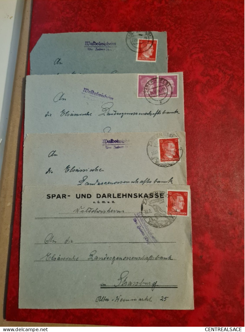 LOT 4 LETTRES WALDOWISHEIM CACHET ZABERN SAVERNE 1944/43 - Sonstige & Ohne Zuordnung