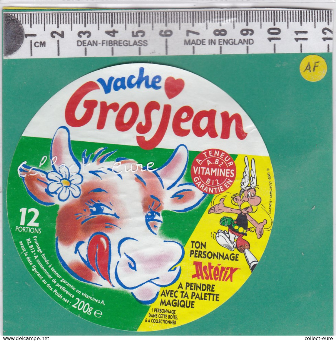 C1117 FROMAGE  VACHE  GROSJEAN ASTERIX 12 PORTIONS 200 Gr PERSONNAGE PALETTE MAGIQUE - Cheese