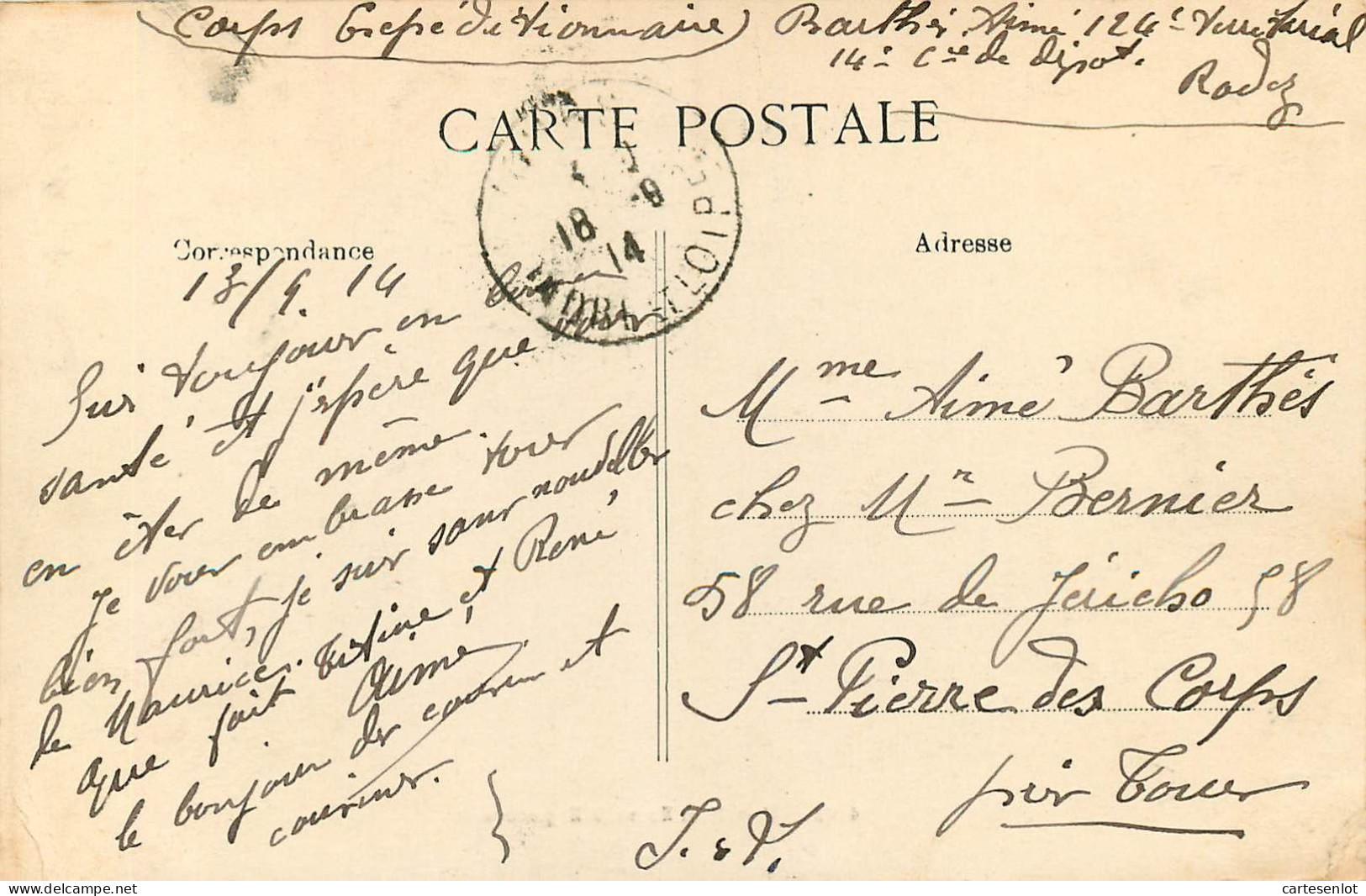 lot de 65 cartes postale France correspondance même famille