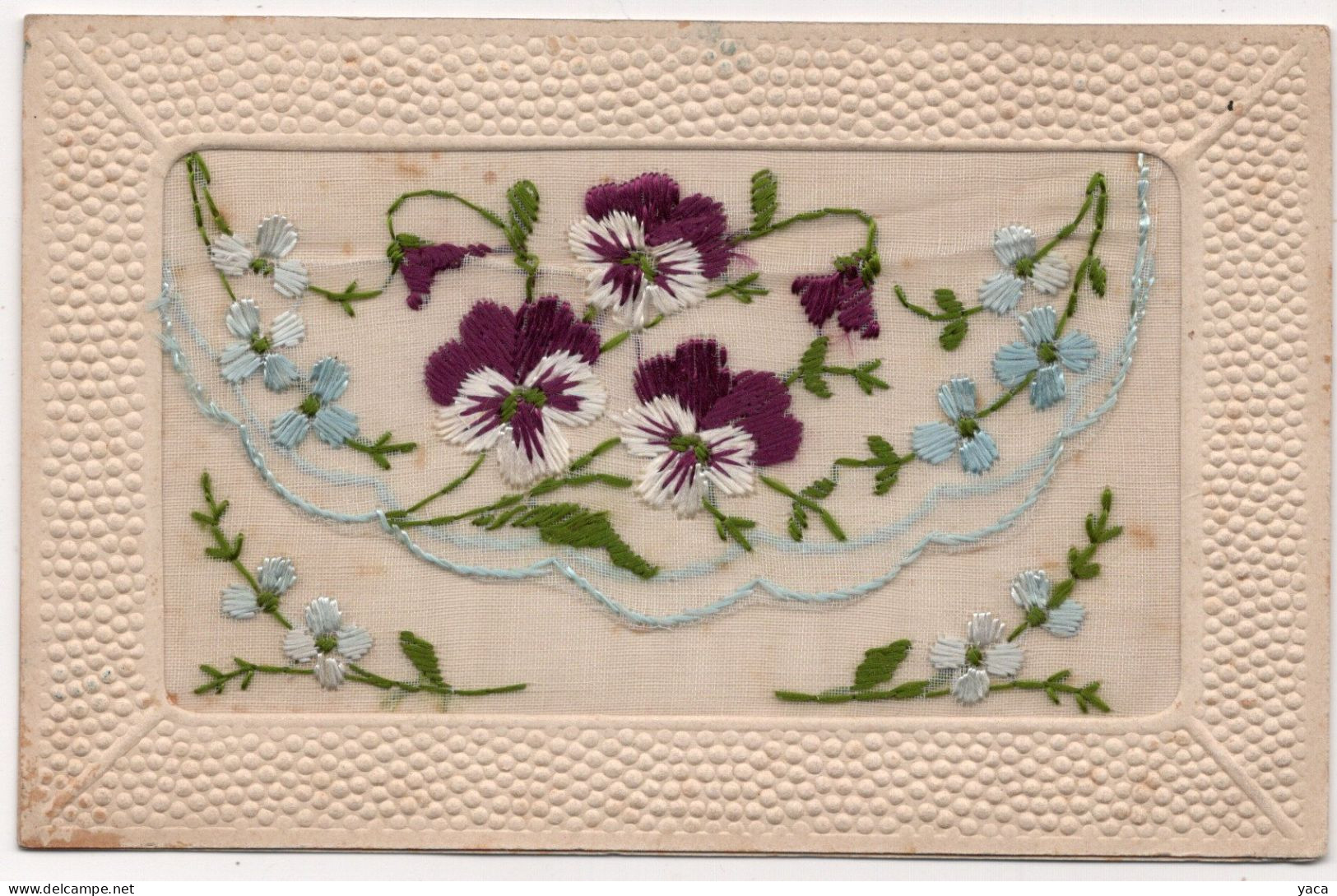 Violettes Brodées  Avec Sa Carte Bonne Fête - E - Embroidered