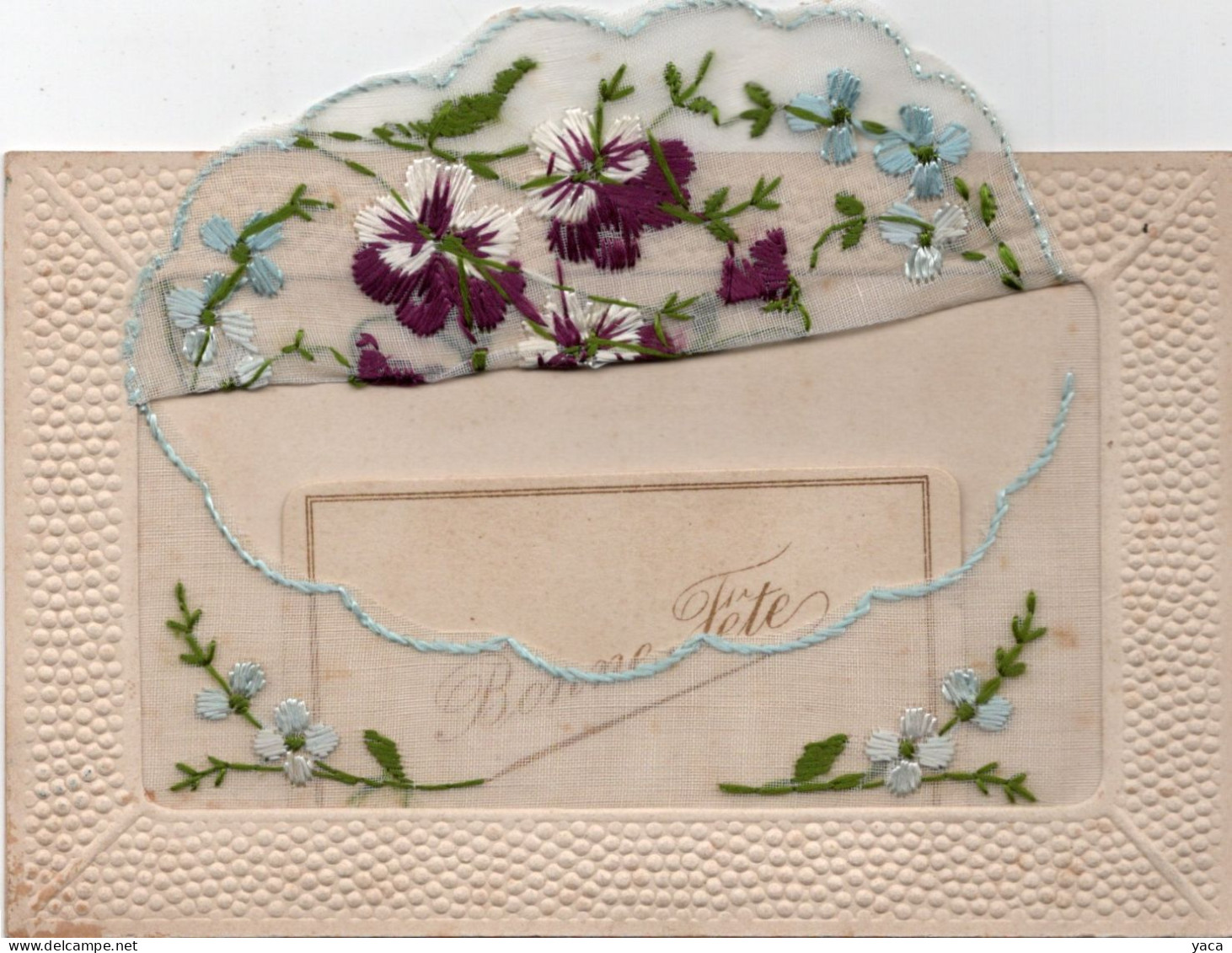 Violettes Brodées  Avec Sa Carte Bonne Fête - E - Embroidered