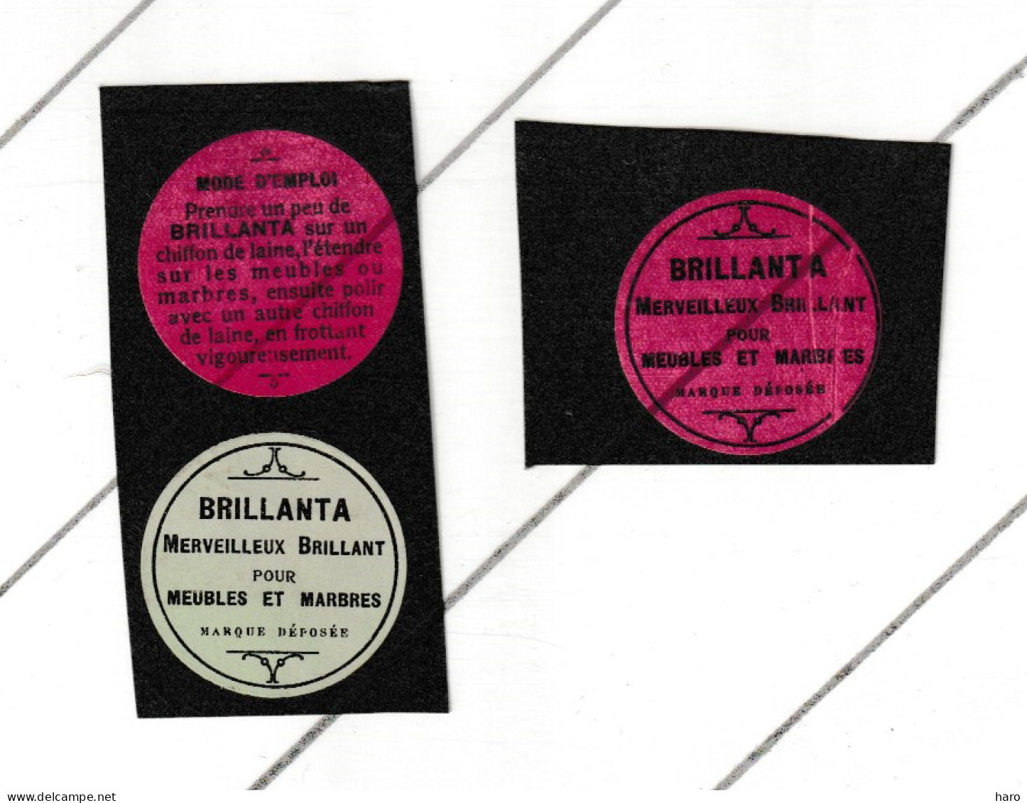 Lot De 3 étiquettes - " BRILLANTA " Cire Pour Meubles Et Marbres  - Publicité   (B314) - Autres & Non Classés