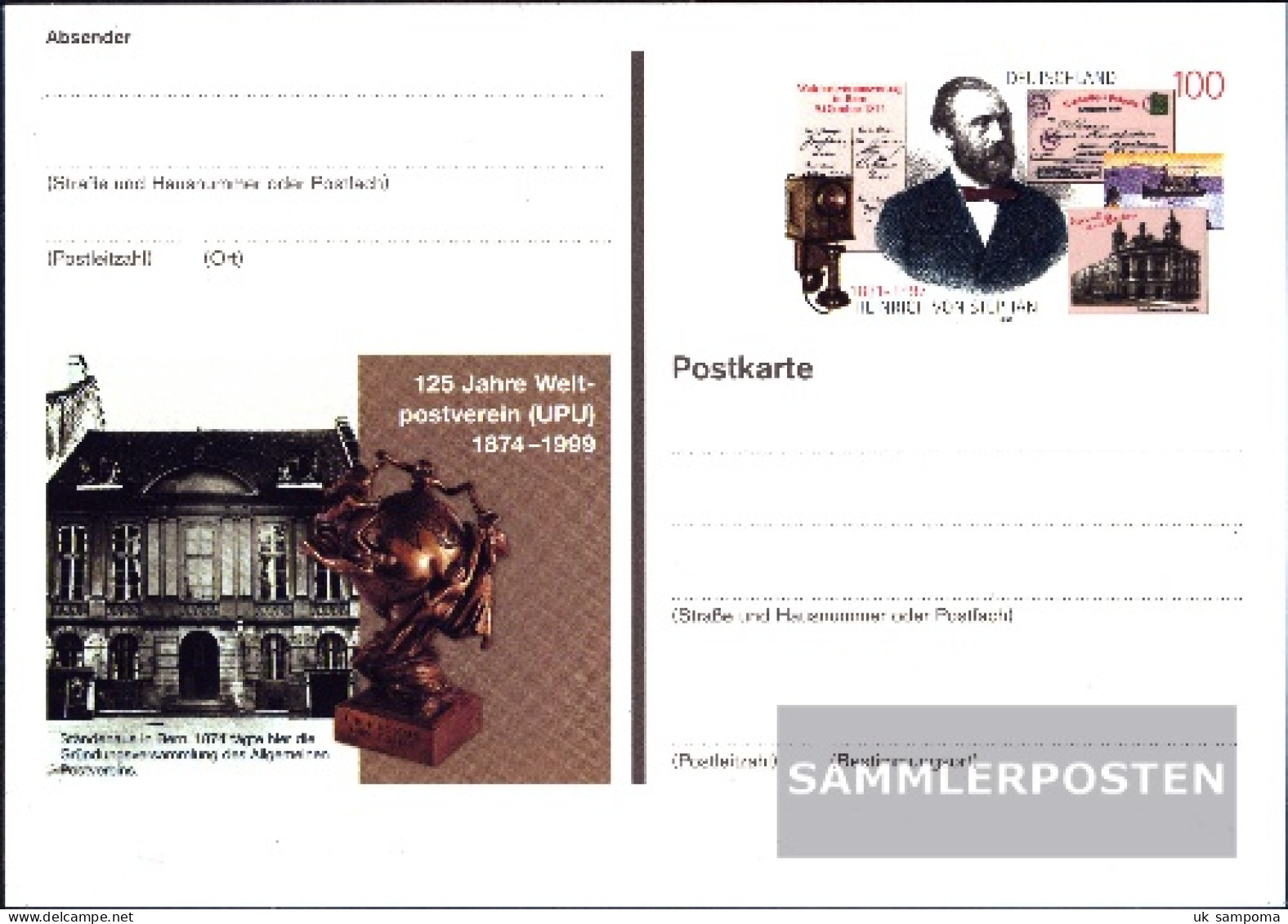 FRD (FR.Germany) PSo58 Special Postcards Gefälligkeitsgestempelt Used 1999 UPU - Andere & Zonder Classificatie