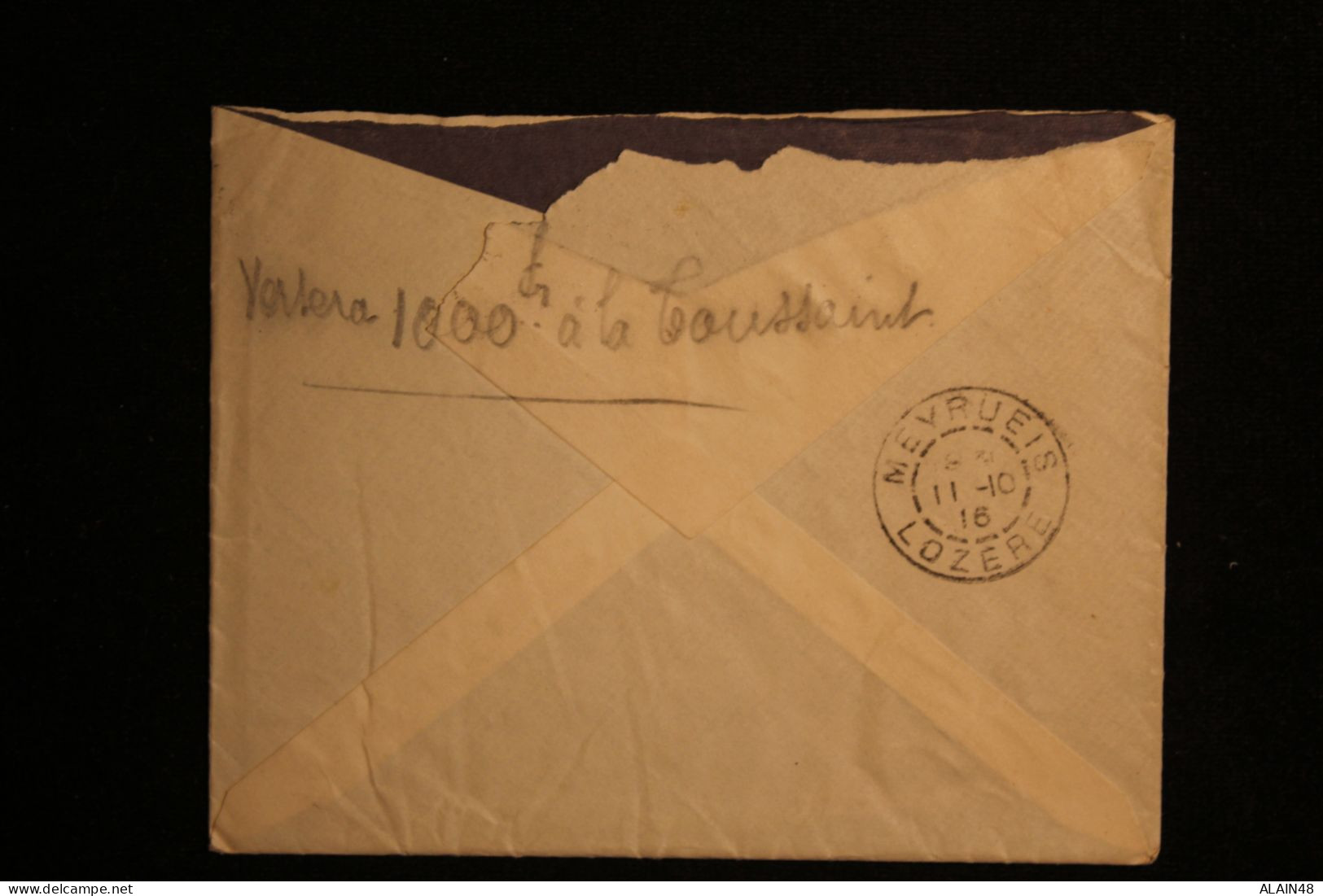 FRANCE LETTRE PARIS XIV AV D'ORLEANS POUR MEYRUEIS (LOZERE) AVEC N°147 SEMEUSE CROIX ROUGE DU 09.10.1916 - Briefe U. Dokumente