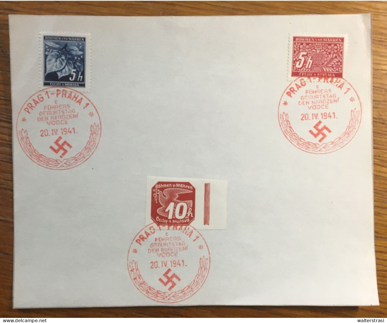 Tschechoslowakei, PRAG - PRAHA, " Des Führers Geburtstag 1941 " Roter Sonderstempel Auf Blatt - Storia Postale