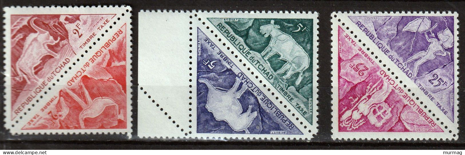 TCHAD - Motifs Préhistoriques, Animaux, Timbres-taxe - Y&T N° 27-30, 33, 34 - 1962 - MNH - Tsjaad (1960-...)