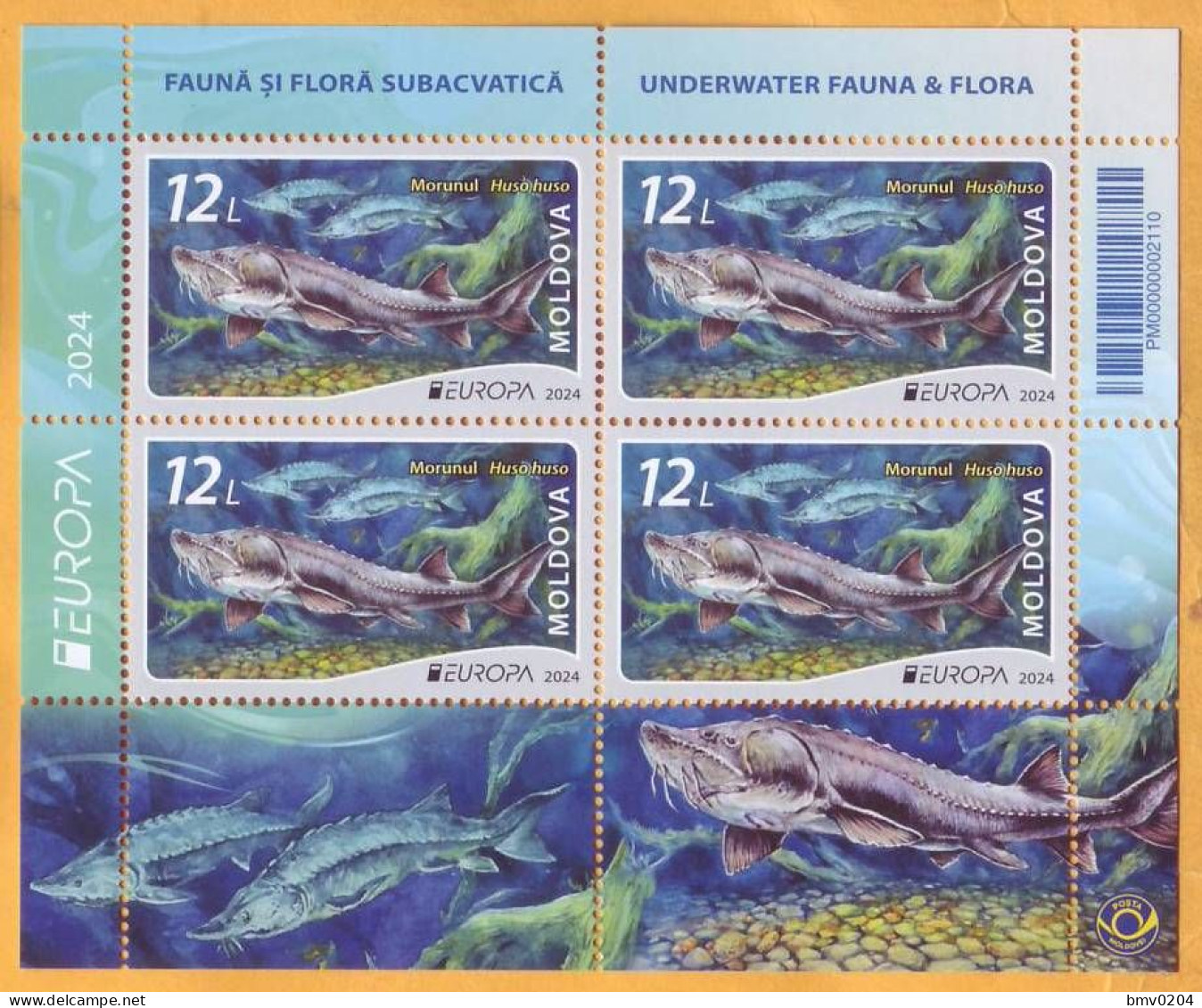 2024 Moldova H-Blatt Europa 2024. Underwater Flora And Fauna. Fish, Beluga, Mint - Moldova