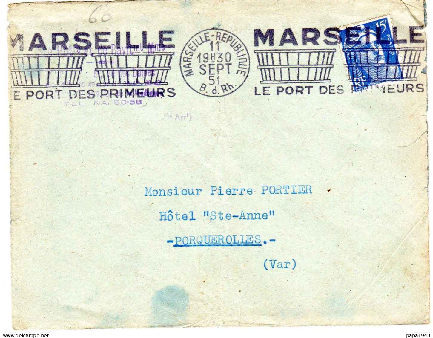 1951  CAD MARSEILLE REPUBLIQUE  Flamme " MARSEILLE Le Port Des Primeurs " - Lettres & Documents