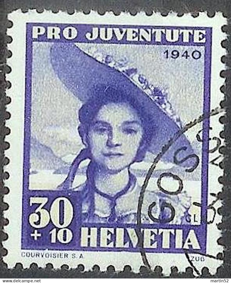 Schweiz Suisse Pro Juventute 1940: "Zuger Tracht" Zu WI 96 Mi 376 Yv 357  Mit Eck-Stempel GOSSAU 3 (Zu CHF 15.00) - Used Stamps