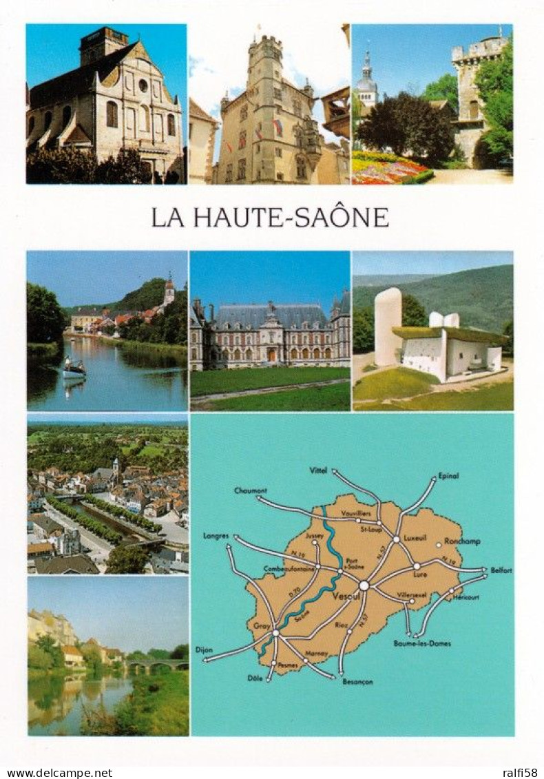 1 Map Of France * 1 Ansichtskarte Mit Der Landkarte - Département Haute-Saône - Ordnungsnummer 70 * - Landkarten