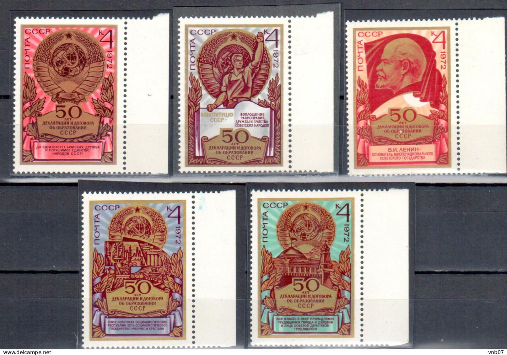 Russia USSR 1972, Sc#4018-4022, Mi#4053-4057, 50th Anniv Of USSR. MNH. - Nuovi