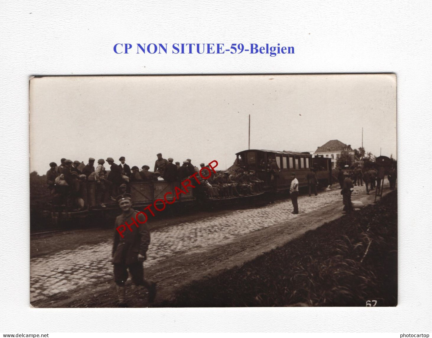 FELDBAHN-STATION-CP NON SITUEE-59-BELGIEN-Travailleurs Civils-CARTE PHOTO Allemande-GUERRE 14-18-1 WK-MILITARIA- - Trains