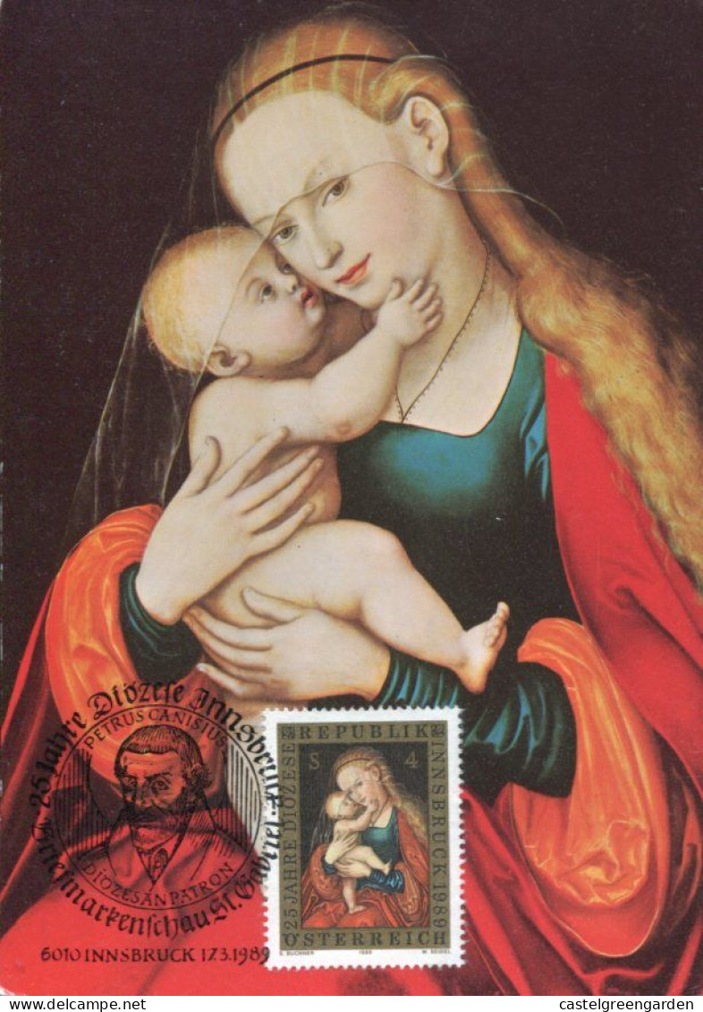 X0119 Austria, Maximum 1989, Painting Of Lukas Cranach Im Dom Zu Innsbruck, Madonna And Child - Maximumkarten (MC)