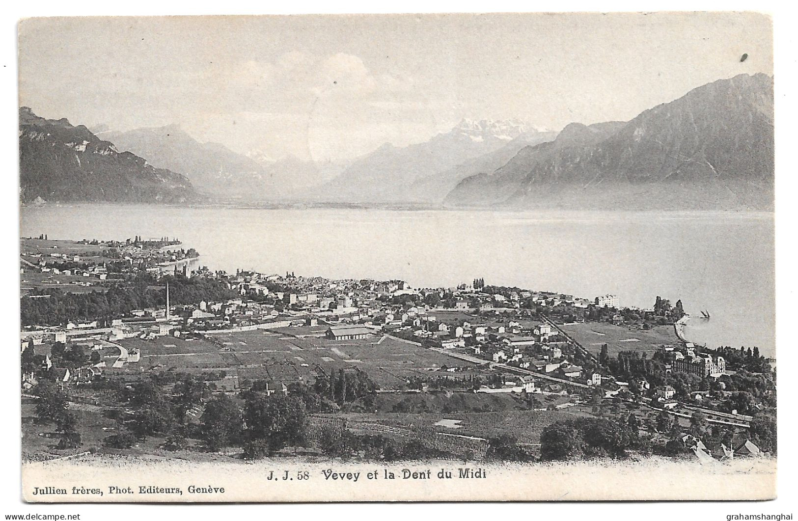 4 Postcards Lot Switzerland VD Vevey General Views Grand Hotel Chateau De La Tour All Published Jullien Posted 1911-1914 - Vevey