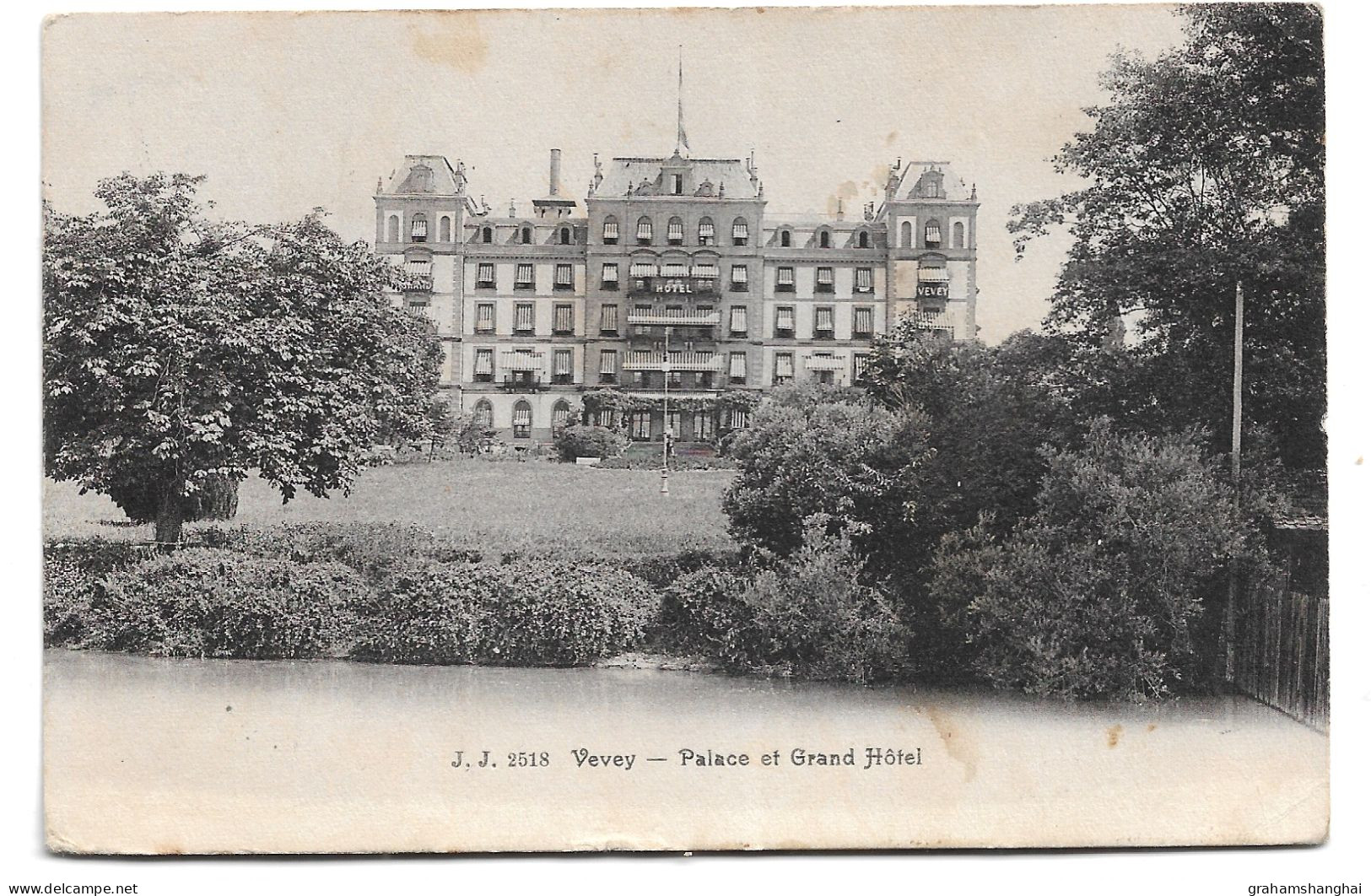 4 Postcards Lot Switzerland VD Vevey General Views Grand Hotel Chateau De La Tour All Published Jullien Posted 1911-1914 - Vevey