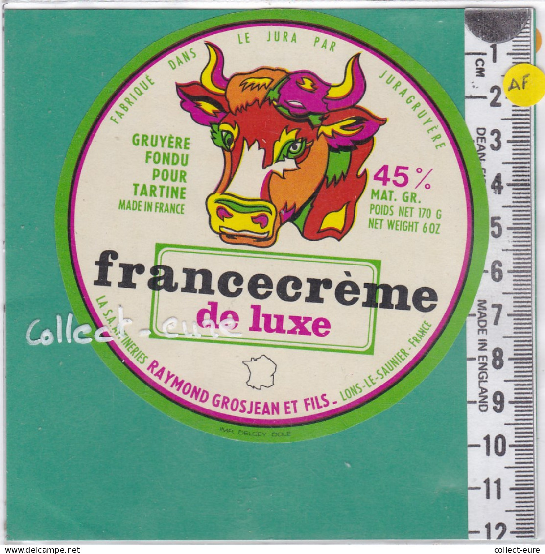 C1120 FROMAGE GRUYERE FONDU FRANCE CREME  GROSJEAN LONS LE SAUNIER JURA 170 Gr  - Fromage