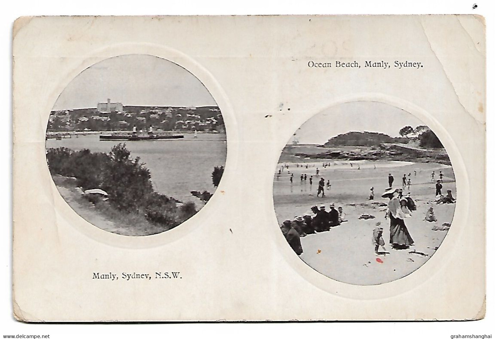 Postcard Australia NSW Sydney Manly With Paddle Steamer And Ocean Beach Multiview Posted From New Zealand 1908 - Sydney