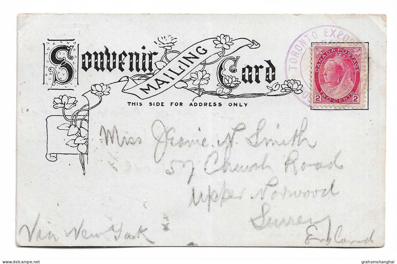 Postcard Canada Toronto Temple Building Undivided Back 1903 Exposition Postmark QV Stamp - Toronto