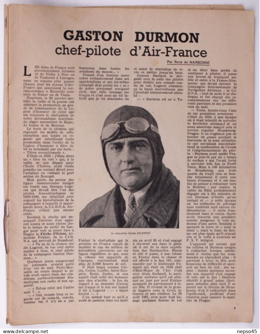 L'air.Année 1943.Gaston Durmon chef-pilote d'Air-France.Porte-Avion Futur ?? Japon aviation.Torpille aérienne.Publicités