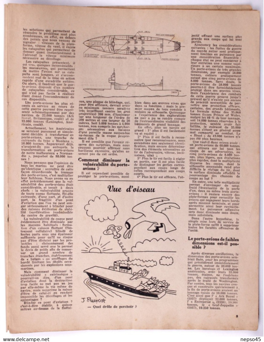 L'air.Année 1943.Gaston Durmon chef-pilote d'Air-France.Porte-Avion Futur ?? Japon aviation.Torpille aérienne.Publicités