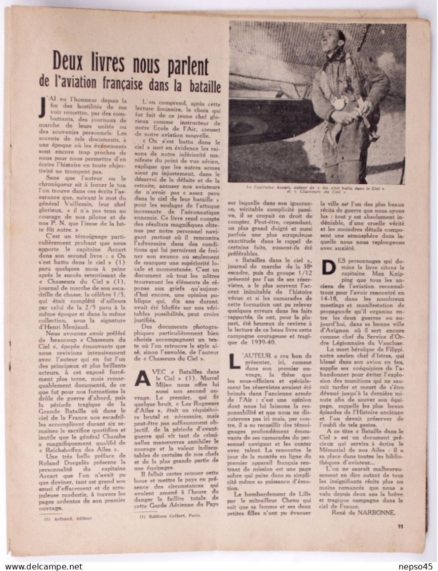 L'air.Année 1943.Gaston Durmon chef-pilote d'Air-France.Porte-Avion Futur ?? Japon aviation.Torpille aérienne.Publicités