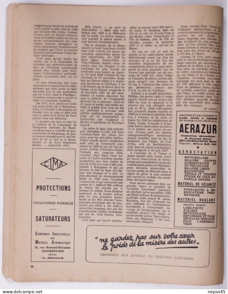 L'air.Année 1943.Gaston Durmon chef-pilote d'Air-France.Porte-Avion Futur ?? Japon aviation.Torpille aérienne.Publicités