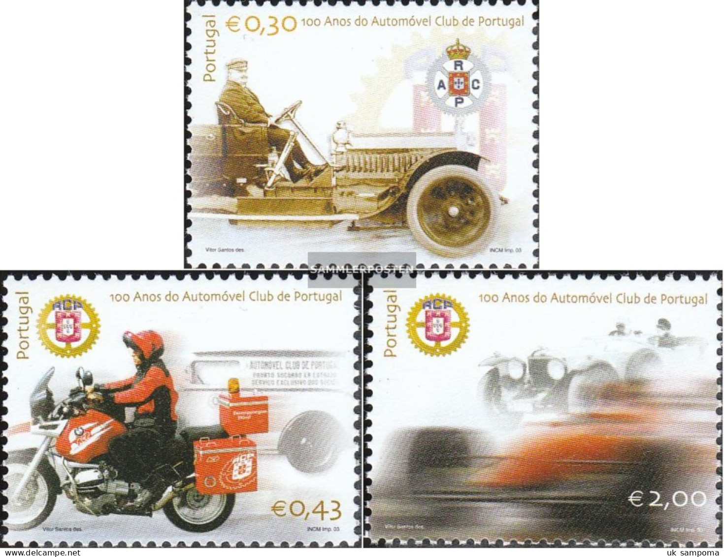 Portugal 2695-2697 (complete Issue) Unmounted Mint / Never Hinged 2003 100 Years Automobilclub - Ongebruikt