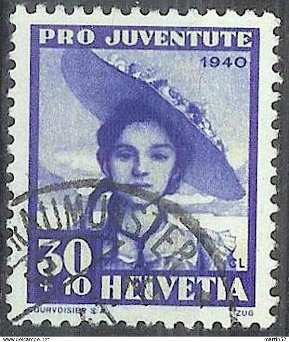 Schweiz Suisse Pro Juventute 1940: "Zuger Tracht" Zu WI 96 Mi 376 Yv 357 Mit Stempel ZÜRICH FRAUMÜNSTER (Zu CHF 15.00) - Usati