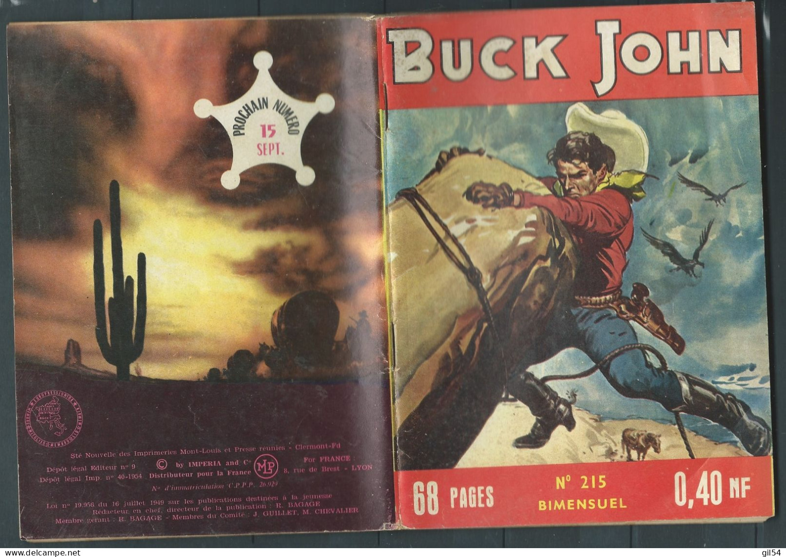 Bd " Buck John   " Bimensuel N° 215 "  La Maison Vide    , DL  N° 40  1954 - BE-   BUC 0502 - Kleine Formaat