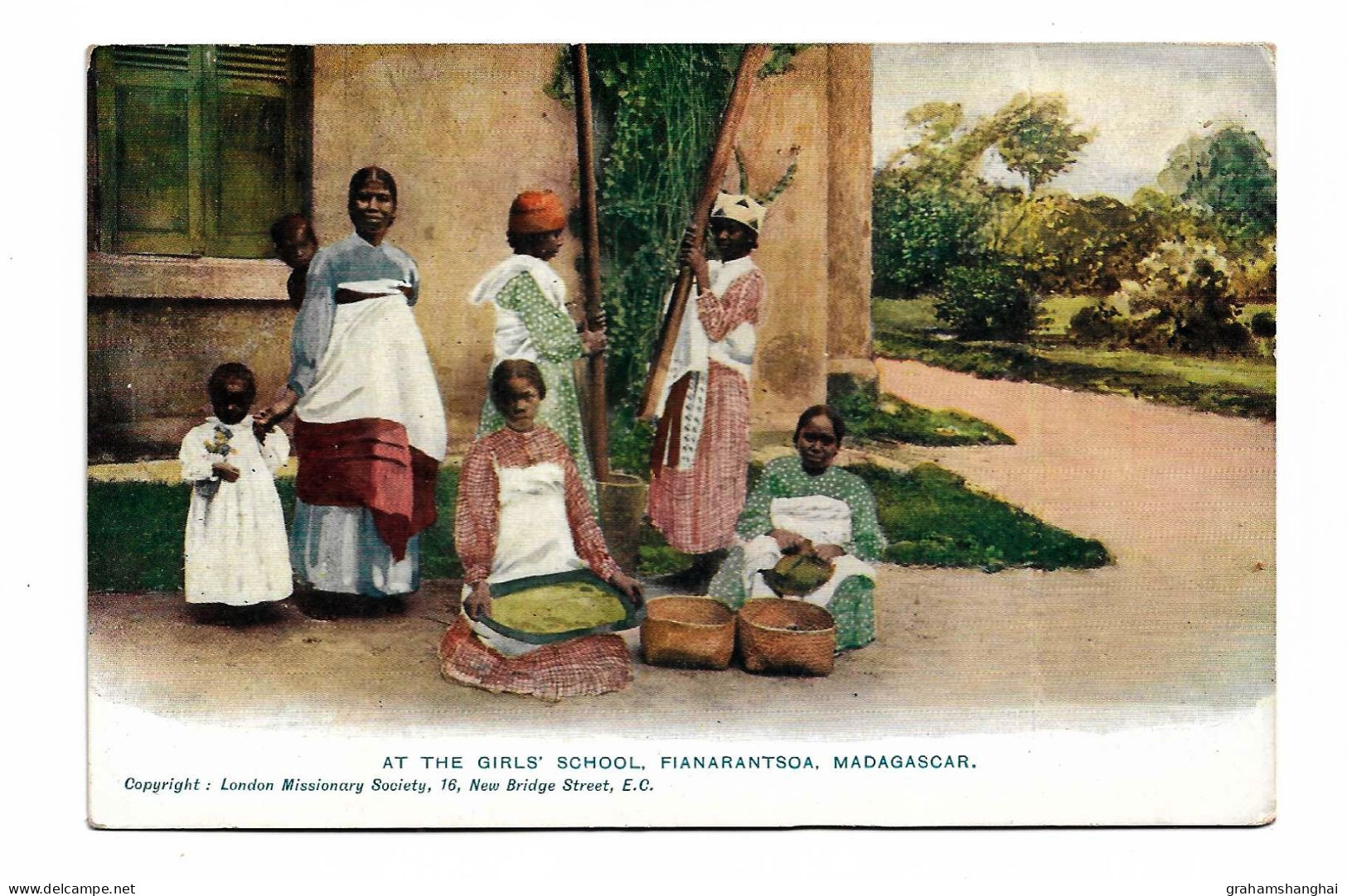 Postcard London Missionary Society At The Girls' School Pupils Teacher Social History Fianarantsoa Madagascar Unposted - Missions